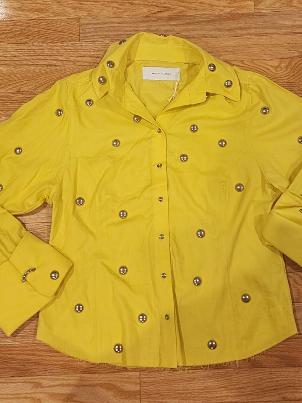 NWT Marques' Almeida Women's Studded Shirting Yellow Button Down - L - Picture 2 of 3